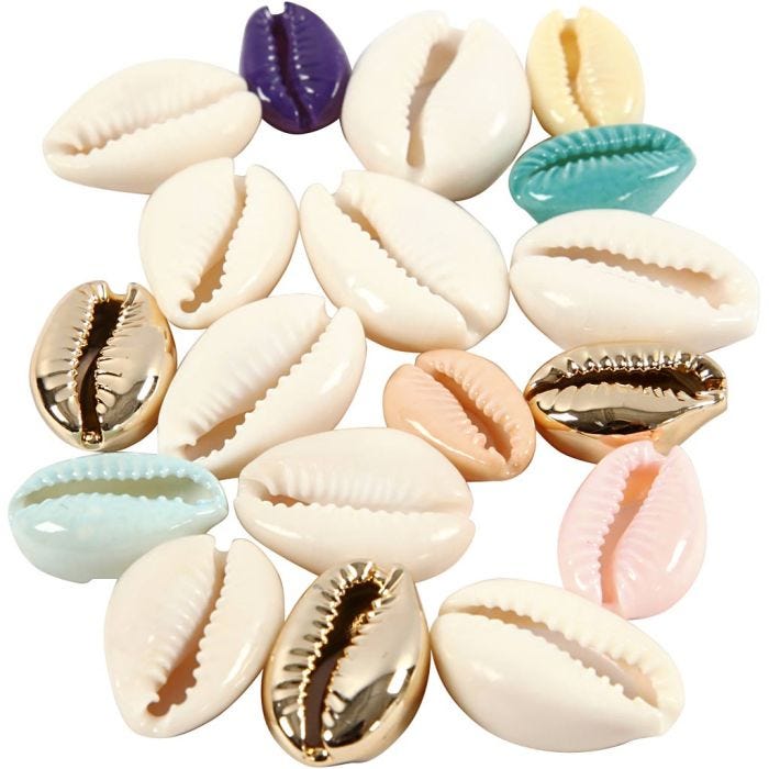 Coquillage, L : 20 mm, ass. de couleurs, 75 pièces/ 1 Pq.