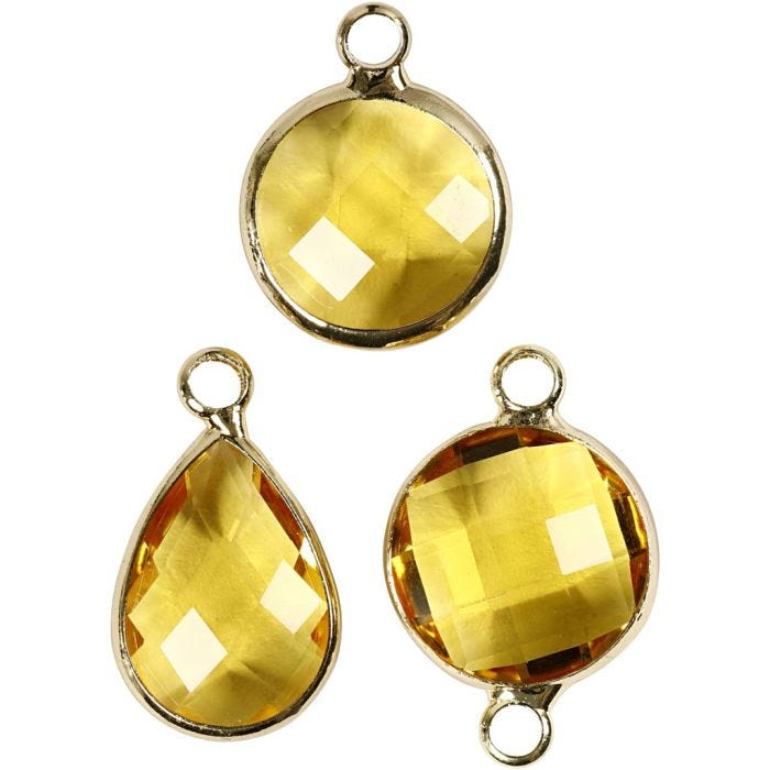 Pendentif pour bijoux, 15-20 mm, 2 mm, jaune, 1 Pq.
