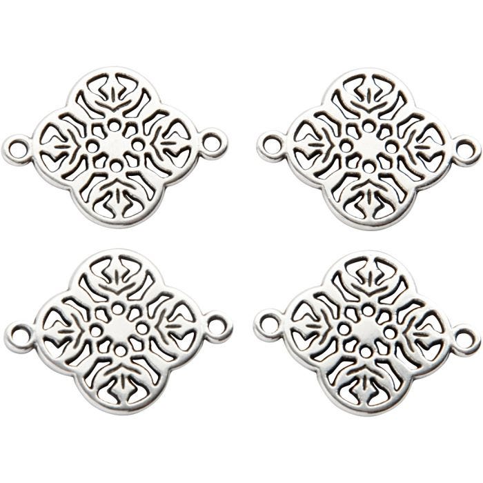 Pendentif, 15 mm, 1,2 mm, argenté, 4pièces/ 1 Pq.
