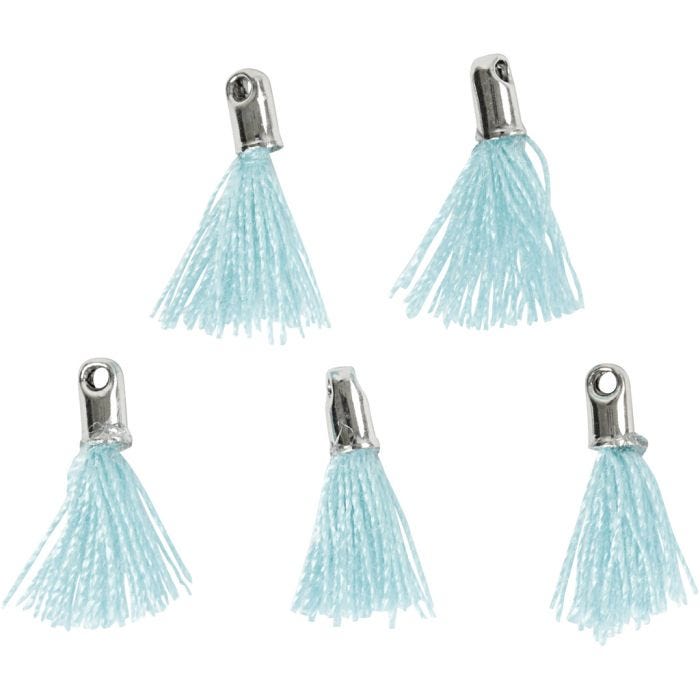 Pompon en coton, 10 mm, 1 mm, turquoise, 5pièces/ 1 Pq.