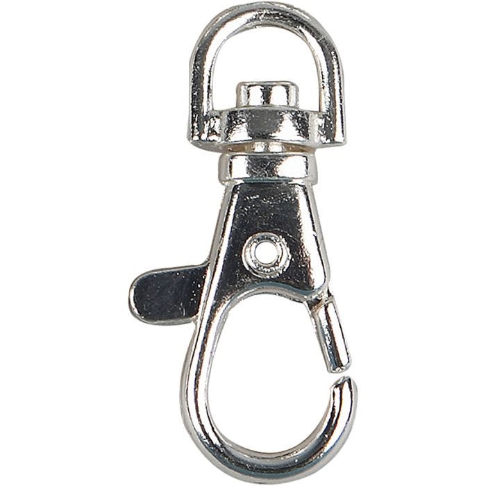 Fermoirs mousquetons, 3,7 cm, 1,4 cm, 37 mm, argenté, 15pièces/ 1 Pq.