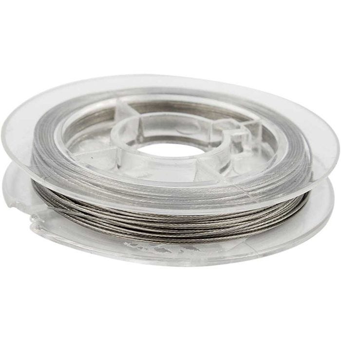 Fil à Perles, 0,38 mm, argent, 10m/ 1 rouleau