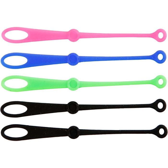 Porte-clés en silicone, L : 10,5 cm, L : 1 cm, 5 pièces/ 1 Pq.