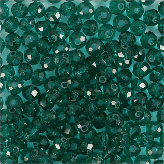 Perles à facettes, 3x4 mm, 0,8 mm, émeraude, 100pièces/ 1 Pq.