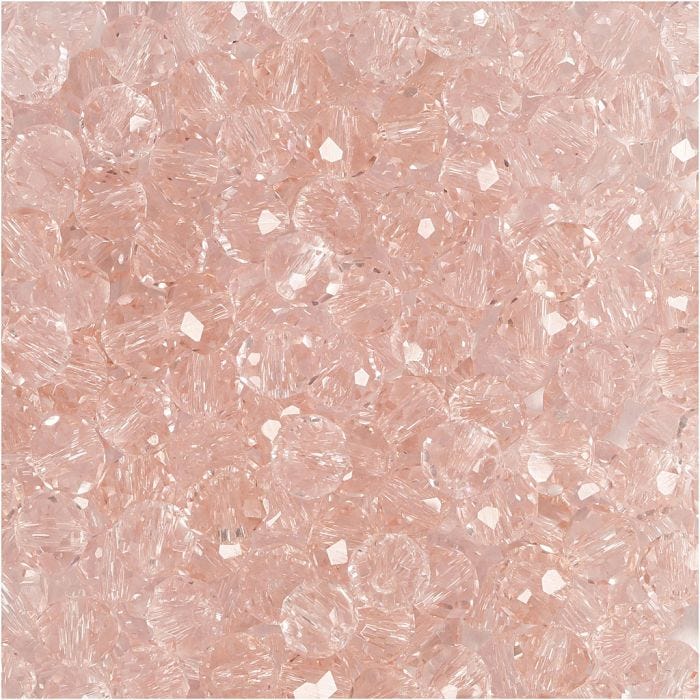 Perles à facettes, 3x4 mm, 0,8 mm, rose, 100pièces/ 1 Pq.