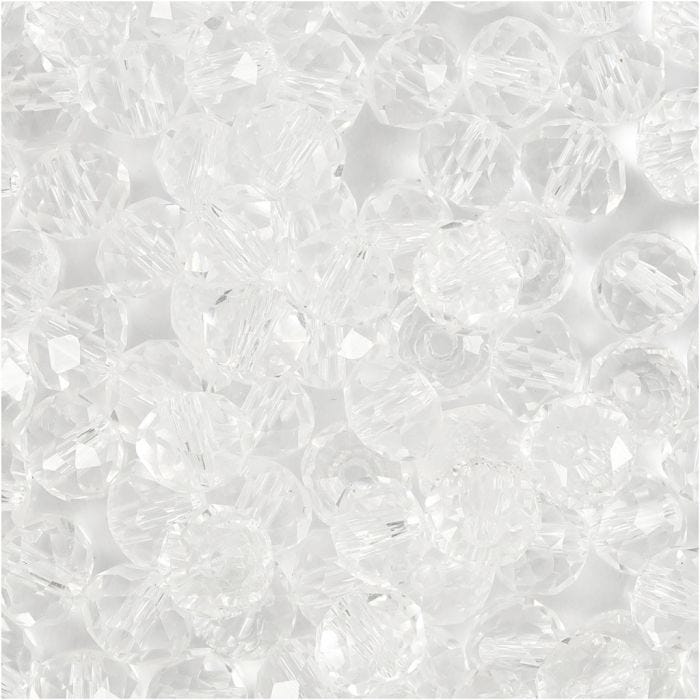 Perles à facettes, 5x6 mm, 1 mm, cristal, 100pièces/ 1 Pq.