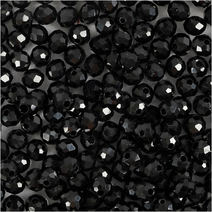 Perles à facettes, 3x4 mm, 0,8 mm, noir métallique, 100pièces/ 1 Pq.