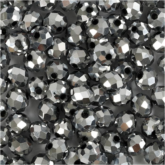 Perles à facettes, 5x6 mm, 1 mm, gris métallique, 100pièces/ 1 Pq.