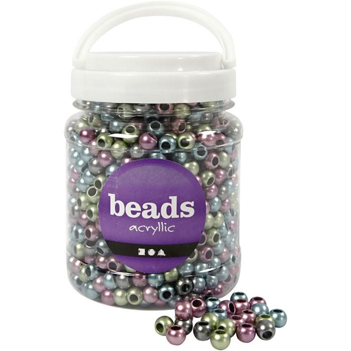 Perles Pony, d 10 mm, diamètre intérieur 4 mm, 380 gr, 700ml/ 1 boîte
