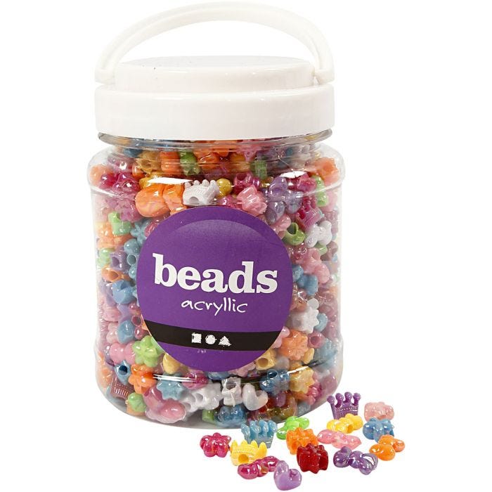 Perles plastique Novelty, d 10 mm, diamètre intérieur 3 mm, ass. de couleurs, 380 gr, 700ml/ 1 boîte