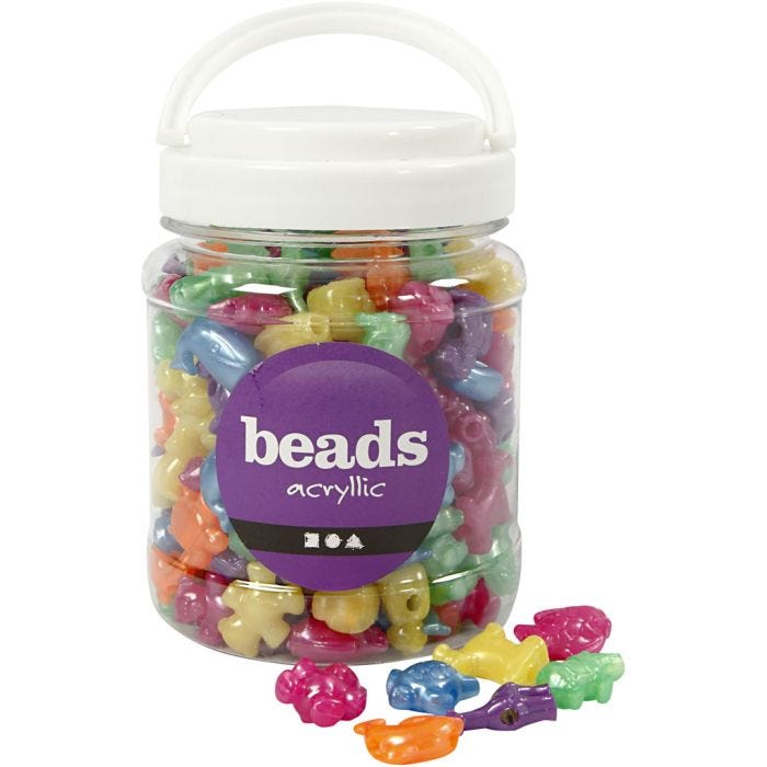 Perles plastique Novelty, 25 mm, 4 mm, couleurs nacrées, 700ml/ 1 boîte