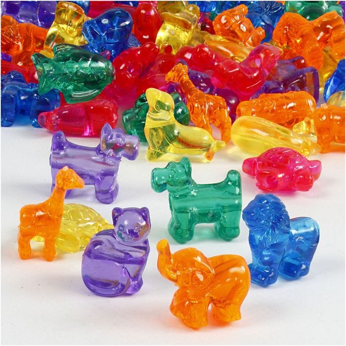 Perles de différentes formes, dim. 25 mm, diamètre intérieur 4 mm, ass. de couleurs, 700 ml/ 1 boîte