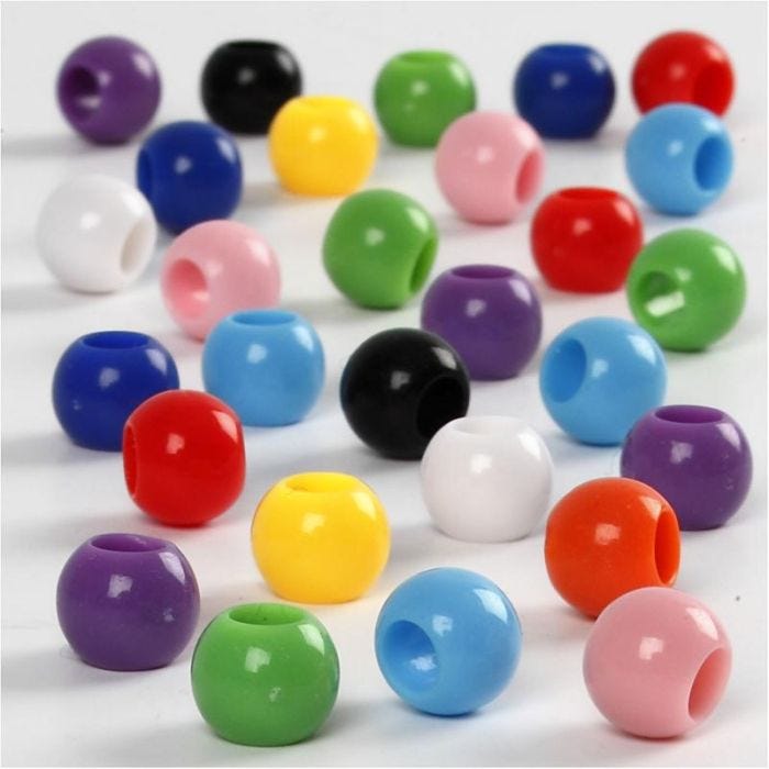 Perles Pony, d 8 mm, diamètre intérieur 4 mm, 70 gr, 125 ml/ 1 Pq.