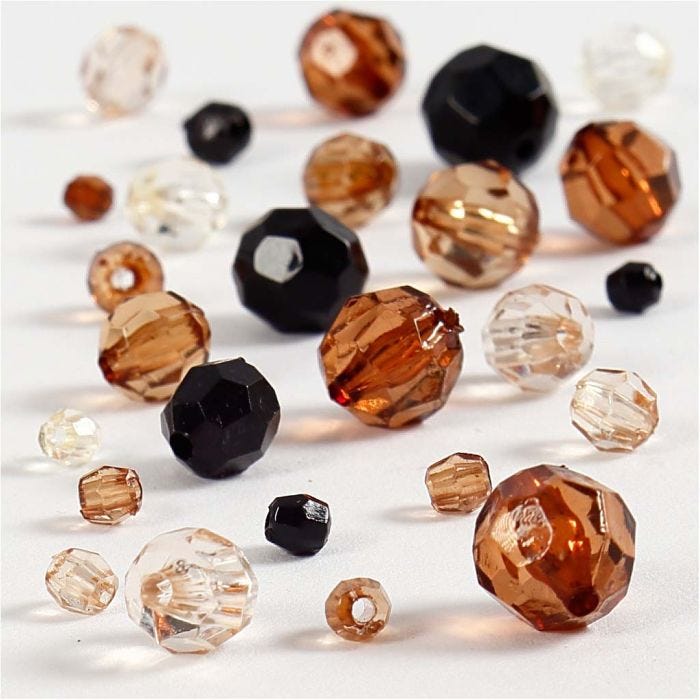 Perles à Facettes, dim. 4-12 mm, diamètre intérieur 1-2,5 mm, or, 50gr/ 1 Pq.