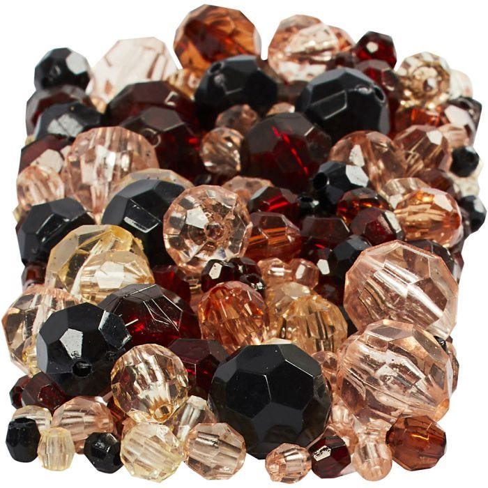 Perles à Facettes, dim. 4-12 mm, diamètre intérieur 1-2,5 mm, or, 250gr/ 1 Pq.