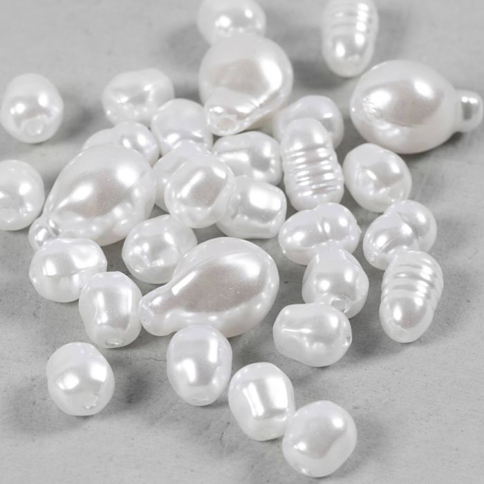 Perles de Cire, Ovale, d 6-14 mm, diamètre intérieur 1,3-1,5 mm, 30 pièces/ 1 Pq.