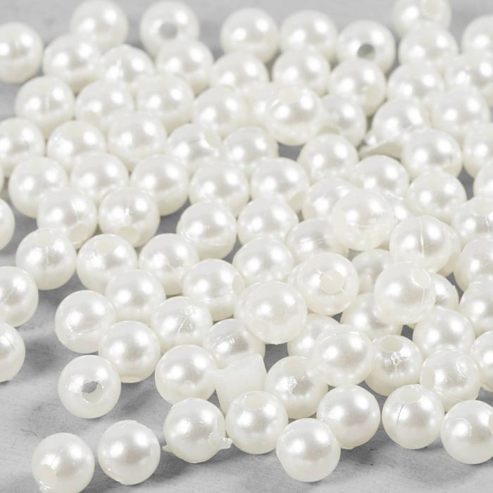 Perles de Cire, d 5 mm, diamètre intérieur 1,7 mm, nacré, 110 pièces/ 1 Pq.