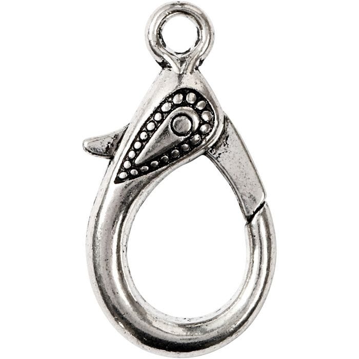 Fermoirs mousquetons, 30 mm, 3 mm, argent antique, 4pièces/ 1 Pq.