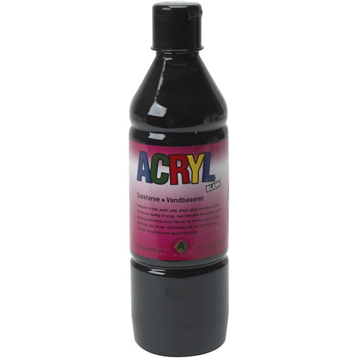 Peinture Acrylique, noir, 500 ml/ 1 flacon