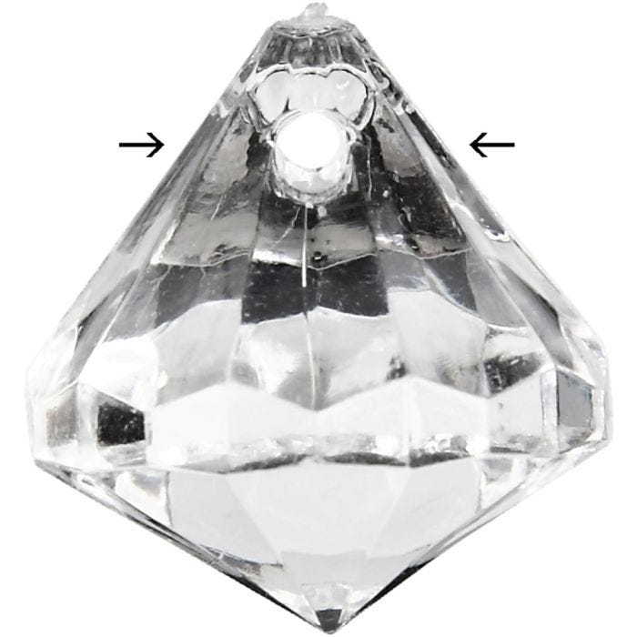 Perles acryliques, 17x16 mm, 1,2 mm, brillant transparent, 43pièces/ 1 Pq.