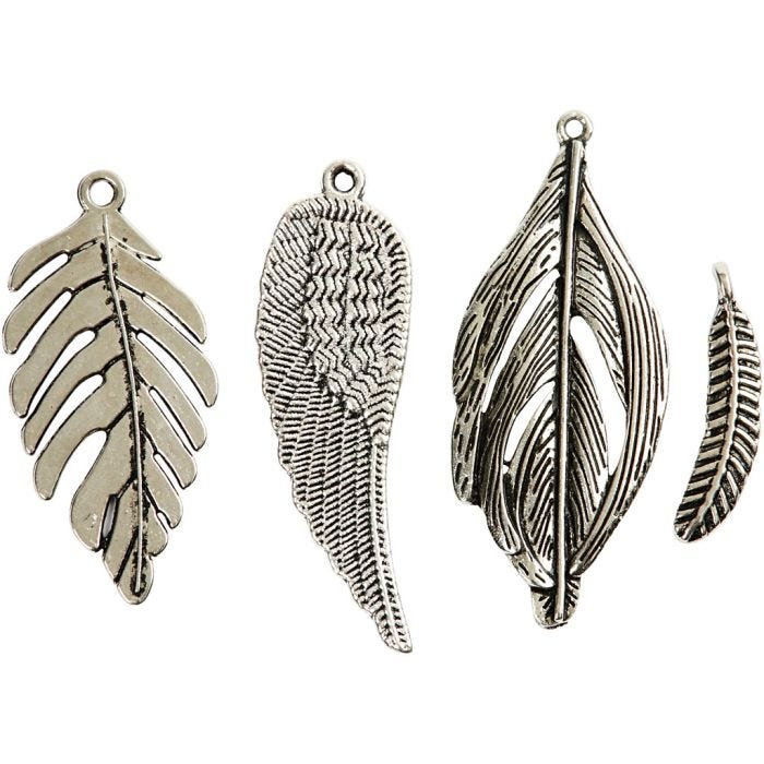 Plumes, d 29-55 mm, diamètre intérieur 12-20 mm, argent antique, 4x10 pièces/ 1 Pq.