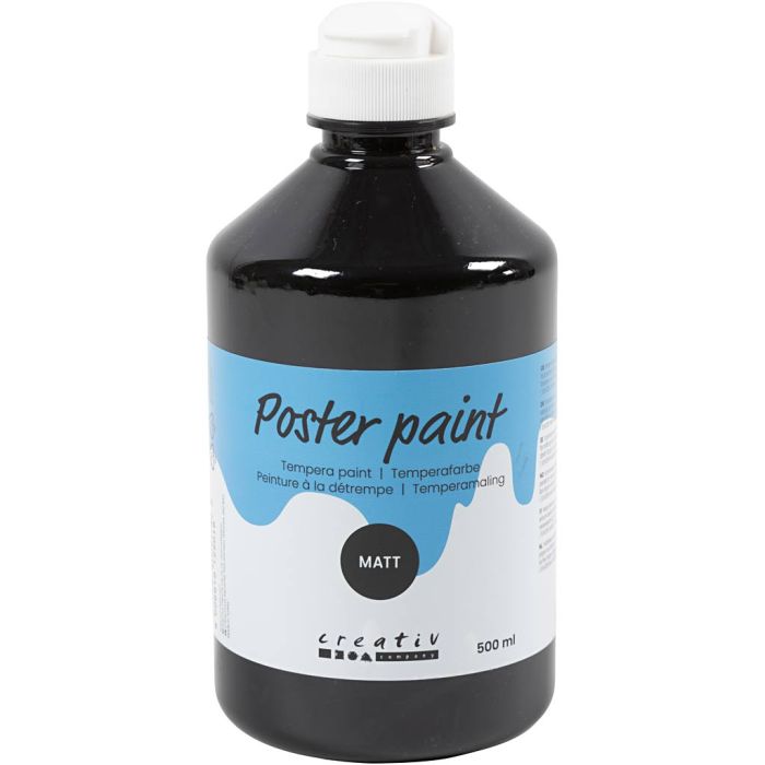 Peinture à la détrempe Mate, noir, 500 ml/ 1 flacon