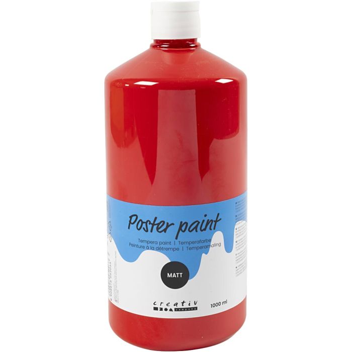 Peinture à la détrempe Mate, rouge, 1000 ml/ 1 flacon