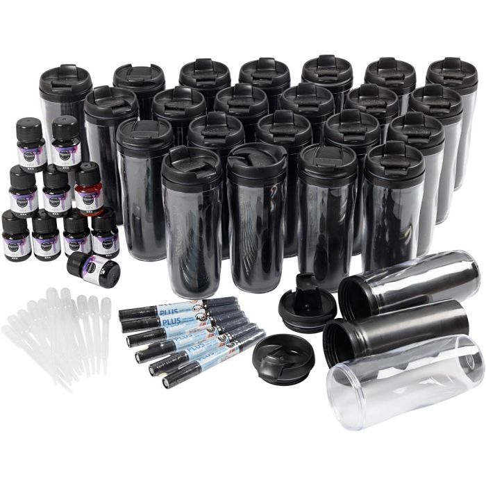 Kit DIY Groupe Mugs Isothermes, H : 17,5 cm, d 7 cm, 1 set