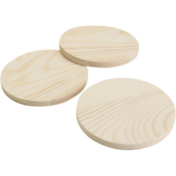 Sous-verre en bois, H : 8 mm, d 9 cm, 12x5 pièces/ 1 Pq.