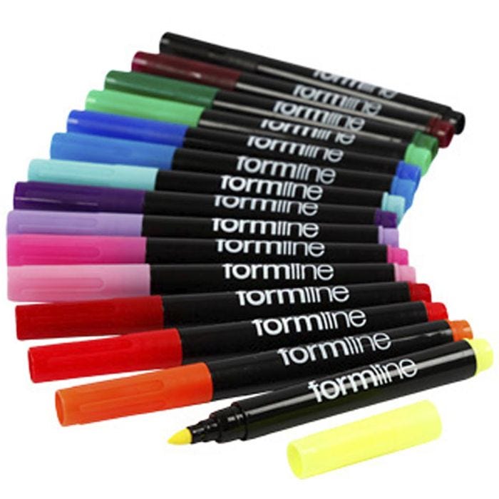 Feutres textiles Formline, trait 2-3 mm, Le contenu peut varier , ass. de couleurs, 5x15 pièces/ 1 Pq.