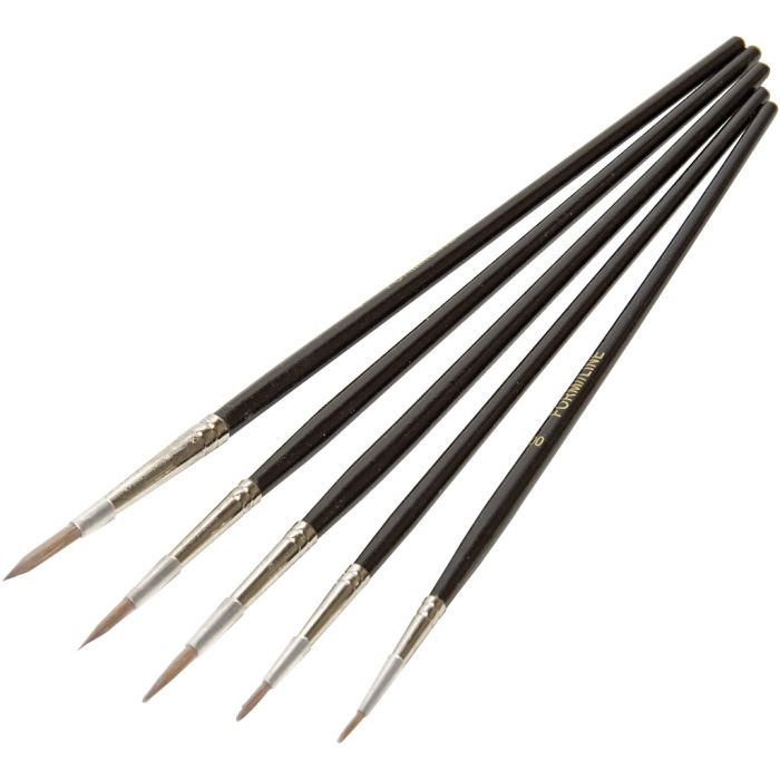 Set de pinceaux pour peinture aquarelle en imitation cheveux de martre, 5 pièces/ 1 sac