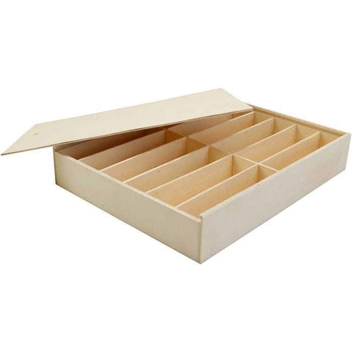 Boîte en bois avec couvercle, dim. 29x37x6,5 cm, 1 pièce