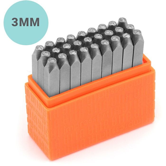 Set de tampons relief, Minuscules, 3 mm, Police: marin , 27pièces/ 1 set