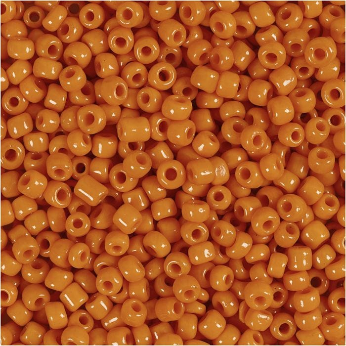 Perles de rocaille, d 3 mm, dim. 8/0, diamètre intérieur 0,6-1,0 mm, orange, 25 gr/ 1 Pq.