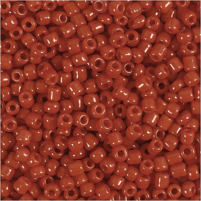Perles de rocaille, d 3 mm, dim. 8/0, diamètre intérieur 0,6-1,0 mm, rouge foncé, 25 gr/ 1 Pq.