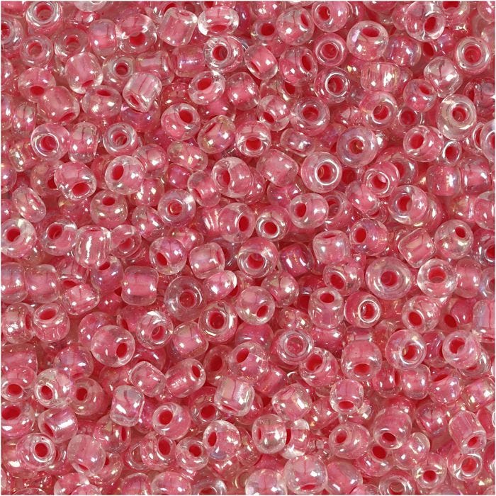 Perles de rocaille, 3 mm, 8/0, 0,6-1,0 mm, coeur rose, 25gr/ 1 Pq.