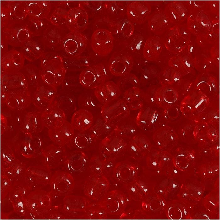 Perles de rocaille, 4 mm, 6/0, 0,9-1,2 mm, rouge vif, 25gr/ 1 Pq.