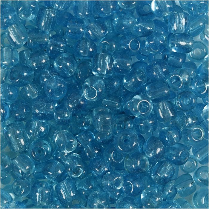 Perles de rocaille, 4 mm, 6/0, 0,9-1,2 mm, turquoise transparent, 25gr/ 1 Pq.