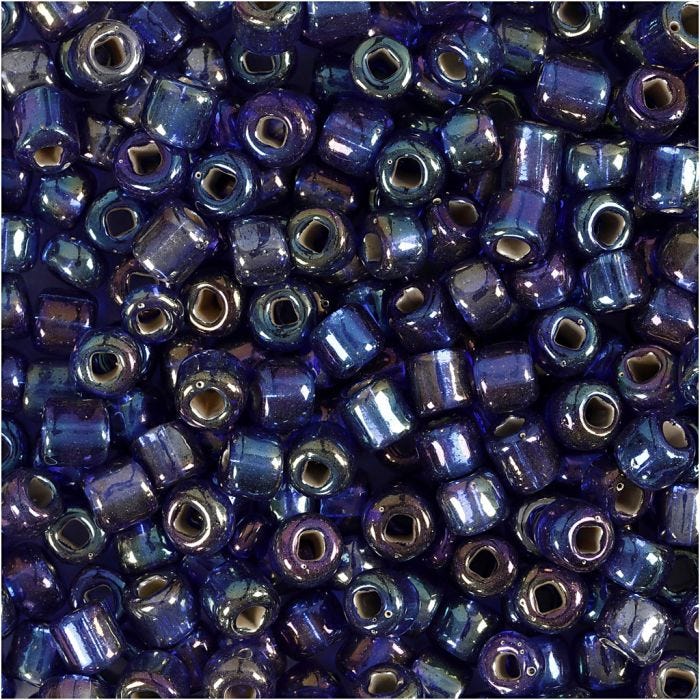 Perles de rocaille, 4 mm, 6/0, 0,9-1,2 mm, bleu brillant, 25gr/ 1 Pq.