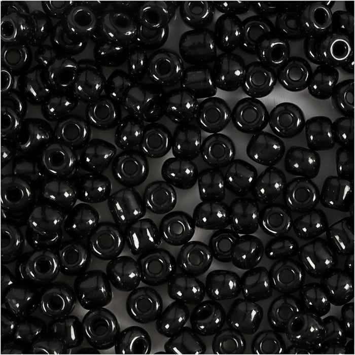 Perles de rocaille, 4 mm, 6/0, 0,9-1,2 mm, noir, 25gr/ 1 Pq.