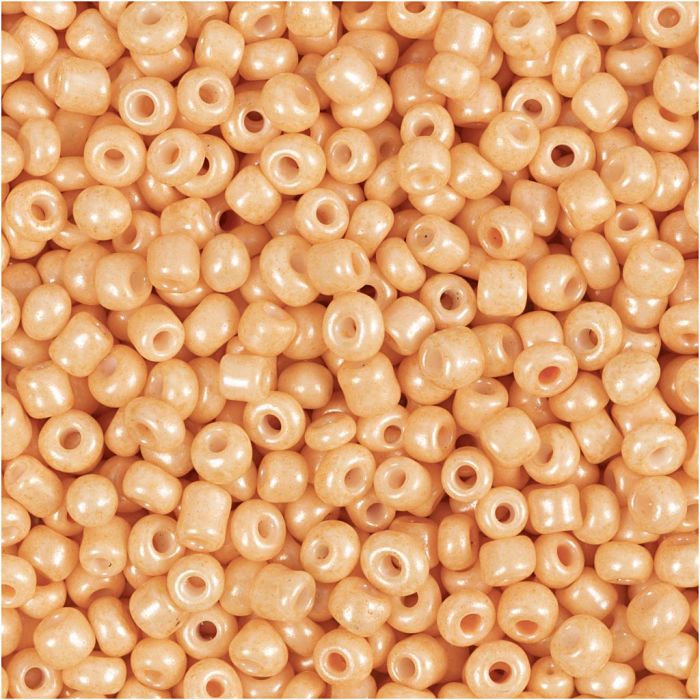 Perles de Rocaille, d 3 mm, dim. 8/0, diamètre intérieur 0,6-1,0 mm, peach, 25 gr/ 1 Pq.