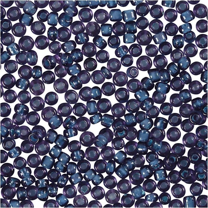 Perles de rocaille, d 1,7 mm, dim. 15/0, diamètre intérieur 0,5-0,8 mm, violet, 25 gr/ 1 Pq.
