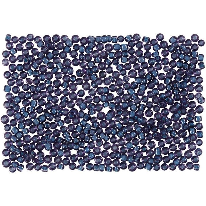 Perles de rocaille, d 1,7 mm, dim. 15/0, diamètre intérieur 0,5-0,8 mm, bleu foncé, 500 gr/ 1 sac