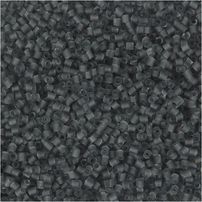 Rocailles 2-cut, d 1,7 mm, dim. 15/0, diamètre intérieur 0,5 mm, gris transparent, 25 gr/ 1 Pq.