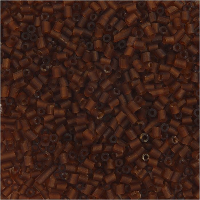 Rocailles 2-cut, d 1,7 mm, dim. 15/0, diamètre intérieur 0,5 mm, brun, 500 gr/ 1 sac