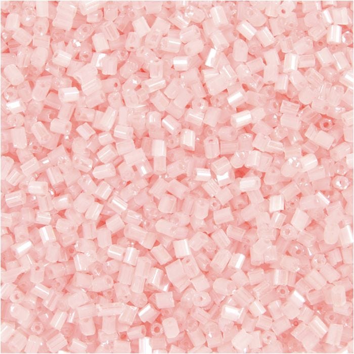 Rocailles 2-cut, d 1,7 mm, dim. 15/0, diamètre intérieur 0,5 mm, rose transparent, 25 gr/ 1 Pq.