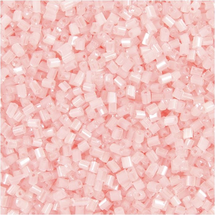 Rocailles 2-cut, d 1,7 mm, dim. 15/0, diamètre intérieur 0,5 mm, rose transparent, 500 gr/ 1 sac