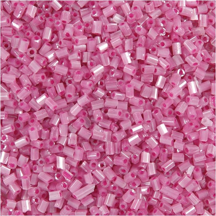 Rocailles 2-cut, d 1,7 mm, dim. 15/0, diamètre intérieur 0,5 mm, rose, 25 gr/ 1 Pq.