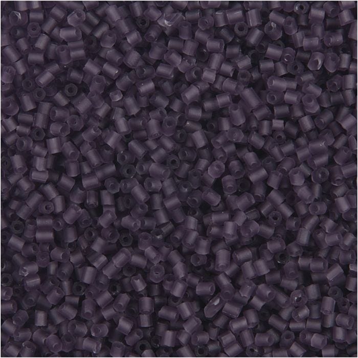 Rocailles 2-cut, d 1,7 mm, dim. 15/0, diamètre intérieur 0,5 mm, violet givré, 25 gr/ 1 Pq.