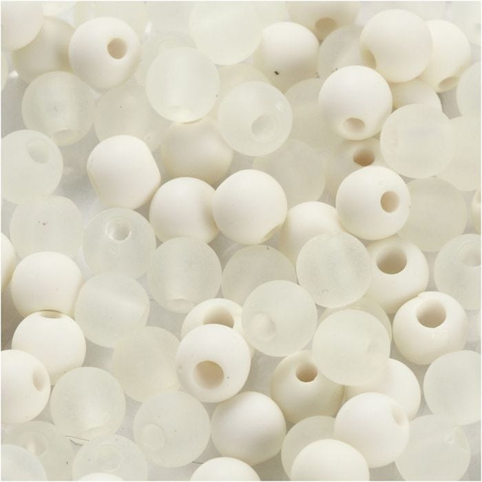 Perles en plastique, d 6 mm, diamètre intérieur 2 mm, crème, 40gr/ 1 Pq.